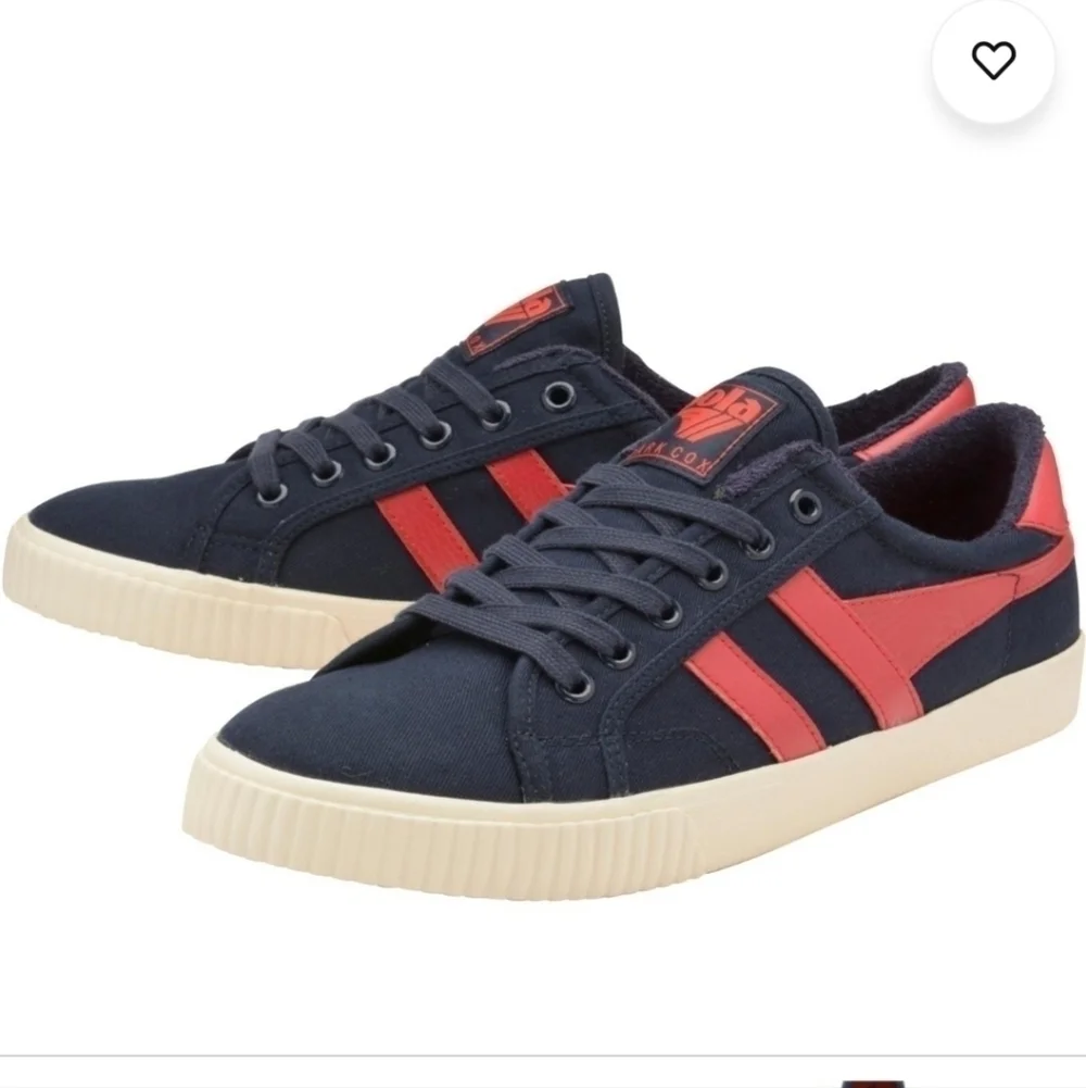New Gola Men's Mark Cox Retro 70s Canvas Navy/Red Tennis Trainer Sneakers 8 US